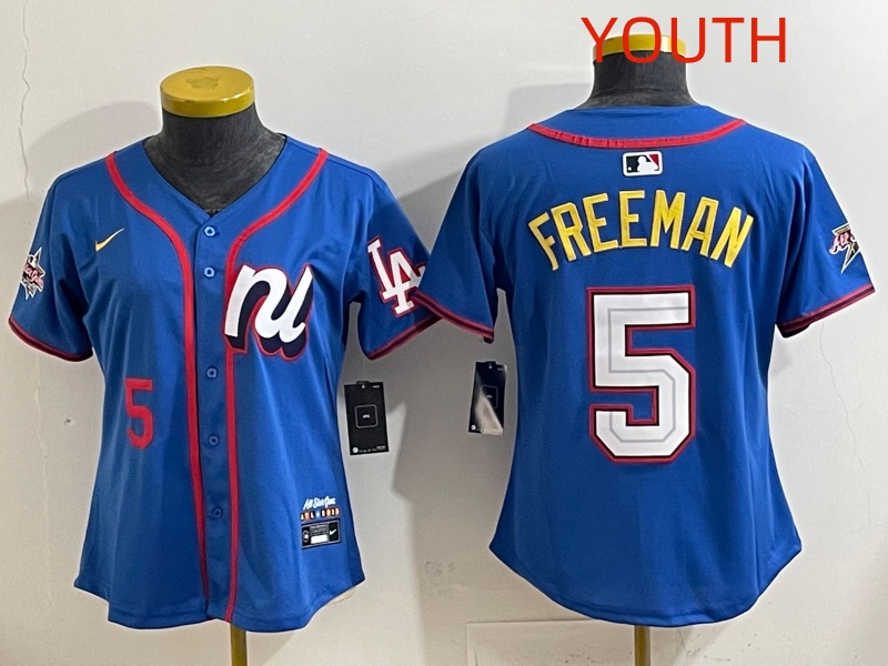Youth 2025 Los Angeles Dodgers #5 Freeman Blue Nike 2025 MLB All Star Jersey style 016->women mlb jersey->Women Jersey
